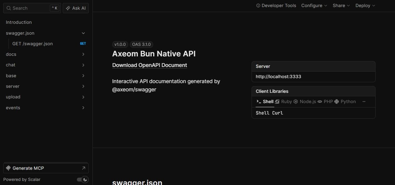 The Axeom Scalar UI Interface